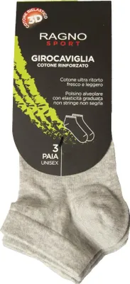 Produktbild von RAGNO SPORT Socke 3 Paar Uni-Socken Söckchen Bündchen engt nicht ein verstärkte Baumwolle Artikel 09583G, 2-39/42, Cotone 73%,Poliammide 24%,Elasthan 3%