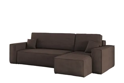Produktbild von Kaiser Möbel Ecksofa mit schlaffunktion und bettkasten, Sofa L-form, Couch L-form BEST Poso Dicker Cord Braun Rechts