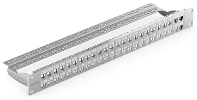 Immagine prodotto di deleyCON Pannello di permutazione modulare a 48 porte per moduli Keystone RJ45, 1 U, montaggio su rack da 19", compatibile con CAT5, CAT6, CAT7, CAT8, cavi di collegamento LAN, grigio