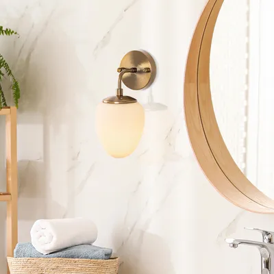 Produktbild von Opviq, Vintage Wandlampe mit Metallkörper, Glasabdeckung, 12 x 16 cm, Höhe 28 cm, E14 Fassung, max. 15 W, IP20 | Elegantes Design für Hotel & moderne Räume.