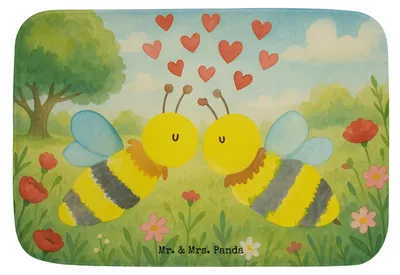 Produktbild von Mr. & Mrs. Panda teppich für bad Biene Liebe Design - Weiß - Geschenk, badezimmermatte, Badematte, Badläufer, Badteppich, Badezimmerteppich, duschmatte