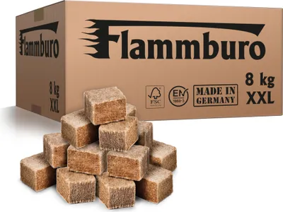 Produktbild von FLAMMBURO 8 kg Anzündwürfel - Ökologischer Anzünder aus Holz und Wachs - Perfekt geeignet als Grillanzünder und Kaminanzünder