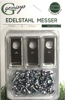 Produktbild von Genisys 30 Ersatz Messer Klingen (LongLife - 0,5mm) + 30 Schrauben [DIN EN 50636 ] kompatibel mit Honda ® Miimo ® 310 520 3000