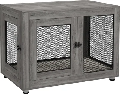 Produktbild von PawHut Hundekäfig für Zuhause, Hundebox mit 2 Türen, Waschbaren Kissen, Grau