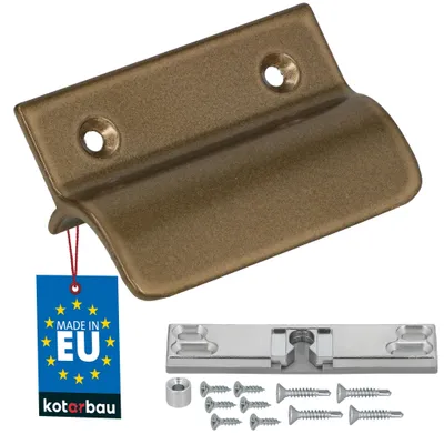 Produktbild von KOTARBAU® Balkontürgriff außen Balkontür Schnäpper Terrassentürgriff mit Steg & Schnäpper Fenstergriff zum Aufschrauben Aluminium Gold