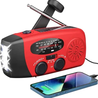 Produktbild von Solar radio,Selbstbetriebenes Kurbelradio mit LED Taschenlampe,Notfallradio AM/FM Wetter Wind Up Radio, 2000 mAh Dynamo für Notladung von Smartphone