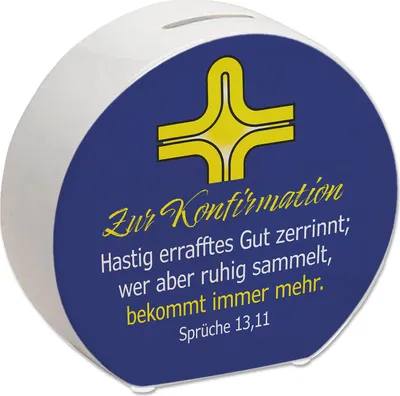 Produktbild von Zur Konfirmation Spardose mit Bibelvers Sprüche 13,11