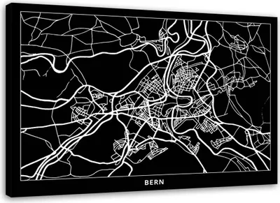 Produktbild von Leinwandbild brünn - stadtplan 120x80 cm Feeby grau wandbild bereit zum aufhängen