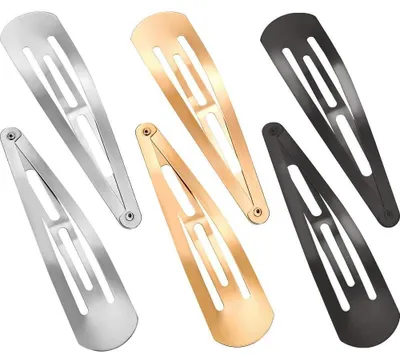 Produktbild von Haarspangen Metall Mit Schnappverschluss 6 Stück, Rutschfeste Große Haarspangen Für Mädchen Und Frauen, Gold Silber Schwarz