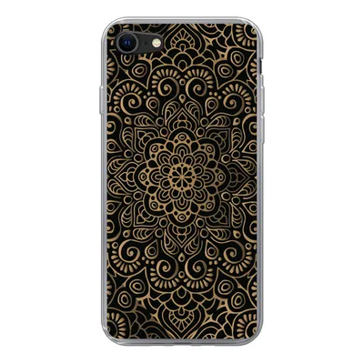 Produktbild von MuchoWow® Handyhülle Schutzhülle Hülle für iPhone 8 Goldenes Muster auf schwarzem Hintergrund Silikon Softcase Handy Hülle - Schutzhaube