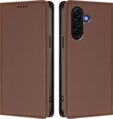 Produktbild von Handyhülle für Samsung Galaxy A57, Kunstleder Klapphülle Stoßfeste Magnetische Hülle mit Ständer Braun