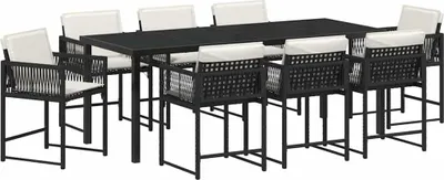 Immagine prodotto di vidaXL Set da pranzo da giardino 9 pezzi in polirattan nero