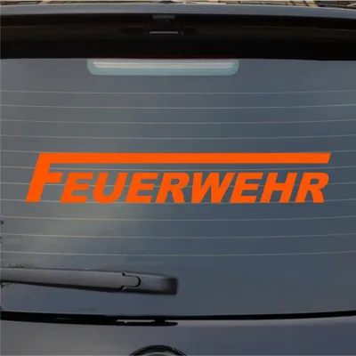 Produktbild von Heckscheibenaufkleber Feuerwehr langes F 55x9 cm Orange Auto Aufkleber Sticker