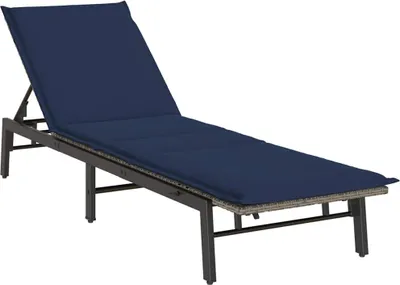 Produktbild von vidaXL Sonnenliege mit Auflage Grau Poly Rattan