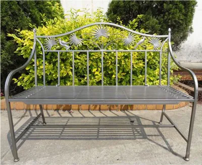 Produktbild von stabile 2-Sitzer Garten Bank Metall mit schönen Verzierungen 110cm Eisenbank anthrazit grau NEU