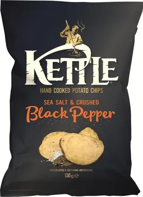 Produktbild von Kettle Sea Salt & Crushed Black Pepper Kartoffel Chips 130g