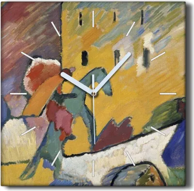 Produktbild von Coloray Hodiny Unikátní 30x30 cm  Tiché hodiny Pro obývací pokoj a kuchyň Nástěnné hodiny Plátno Černé ručičky hodin - Improvizace Kandinsky