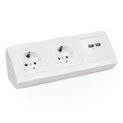 Obrázok produktu pre Zásuvkový blok McPower ''Flair'' na povrchovú montáž, biely, 2-cestný uzemňovací kontakt + 2x USB