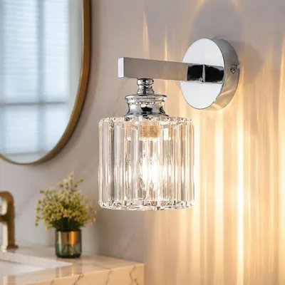 Produktbild von ZMH Wandleuchte Kristall Wandlampe Innen Wandbeleuchtung Wandstrahler Flurlampe Wand E27 für Schlafzimmer Wohnzimmer Flur Treppenhaus Sliber, KI-generiertes Bild