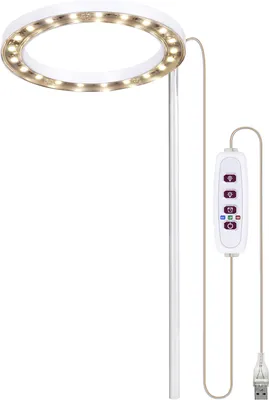 Obrázek produktu pro LED světla pro pěstování rostlin s plným spektrem 20 LED diod 8H/12H/16H časovač 5 stmívatelných úrovní nastavitelná výška USB Angel Ring Lamp pro sukulenty