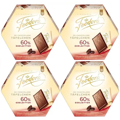 Produktbild von Feodora Schokolade 60 Prozent Edelbitterschokolade 225g 4er Pack