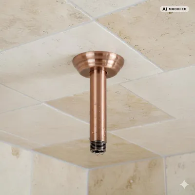 Produktbild von PaulGurkes Kupfer Brausearm Nostalgie Deckenarm Rote Bronze 10cm für Duschkopf