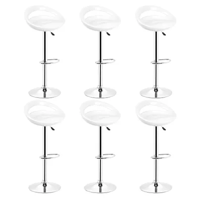 Produktbild von 6er Set Barhocker ABS höhenverstellbar 360° drehbar mit Fußstütze Weiß