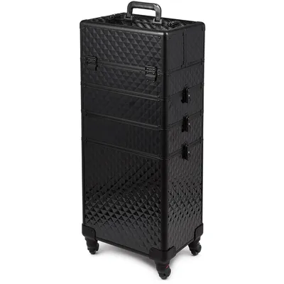 Produktbild von Kosmetikkoffer auf Rollen Aluminium Schwarz Diamond Look Make-up Trolley 70L