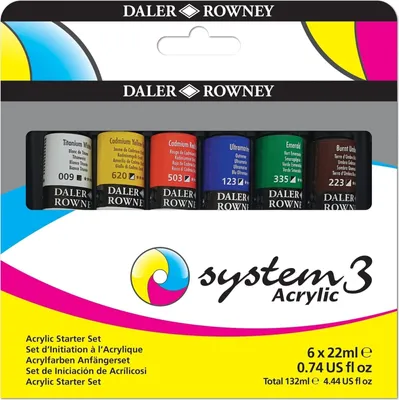 Zdjęcie produktu dla Daler Rowney System3 Zestaw farb akrylowych 6 x 22 ml