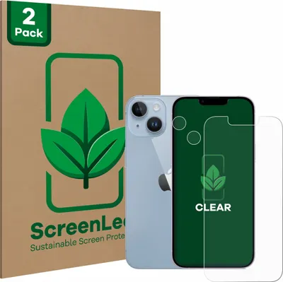 Produktbild von 2x ScreenLeaf Schutzfolie für Apple iPhone 14 (Display+Kamera) nachhaltiger Displayschutz Display Schutz Folie Klar Transparent
