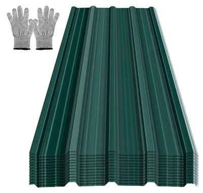 Image de Plaques de toiture ondulées Eikuavons 36x, 129 x 46 cm, vert galvanisé, tôle de toiture pour abri de jardin