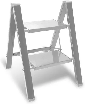 Immagine prodotto di Scala pieghevole in alluminio con 2 gradini antiscivolo – struttura leggera in alluminio