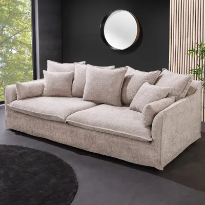 Produktbild von riess-ambiente Großes 3-Sitzer Sofa HEAVEN 200cm champagner beige Bouclé Federkern Hussensofa
