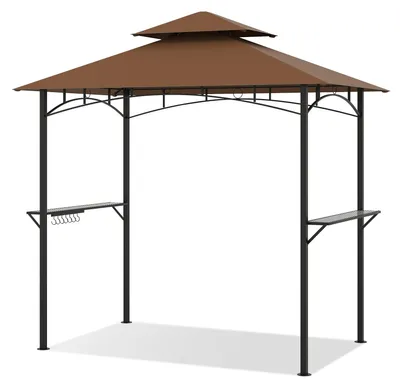 Produktbild von Grillpavillon mit Doppeldach, Ablagen und Haken, 240 x 151 cm