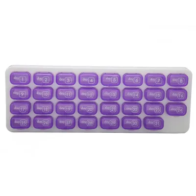 Obrázek produktu pro Měsíční organizér na tablety, jeden měsíc, malé přihrádky, 31 dní, 4 týdny, zásobník na tablety na doma i na cesty