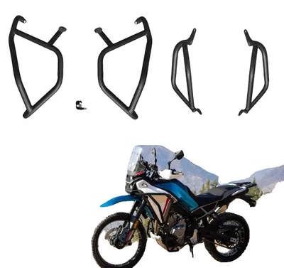 Obrázek produktu pro Motocyklový nárazník, vysoce pevná ocel, rozměry 80 cm x 30 cm x 25 cm, kompatibilní s CFMOTO 450 MT 2024, hmotnost 3,5 kg, ochrana motoru