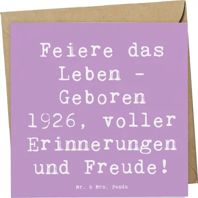 Produktbild von Mr. & Mrs. Panda doppelkarte Spruch 1926 Geburtstag - Lavendeltraum - Geschenk, Klappkarte, Alter, Glückwunschkarte, Jubilar, Geburtsjahr, Geburtstagsgeschenk, Jahrgang