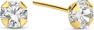 Produktbild von New Bling 9NBG-0418 Gouden Oorknopjes - Dames - Zirkonia - 4 mm Doorsnee - 14 Karaat - Goud