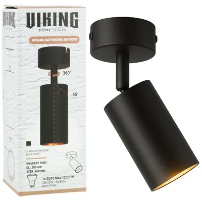 Zdjęcie produktu dla Lampa Natynkowa Czarna Sufitowa Punktowa Kinekt Ścienny Do Salonu Kuchni
