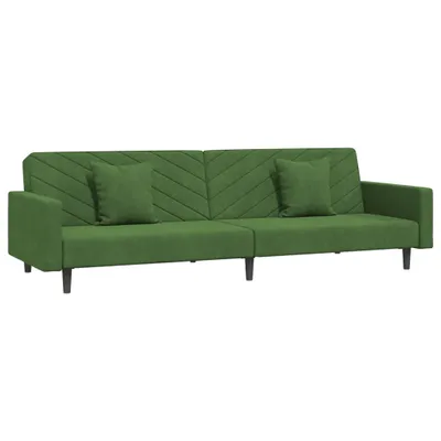 Produktbild von vidaXL Schlafsofa 2-Sitzer mit 2 Kissen Dunkelgrün Samt