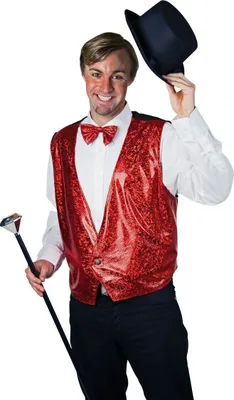 Produktbild von Glamourweste und Fliege, rot für Junggesellenabschied oder Karneval