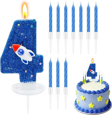 Immagine prodotto di Candeline per torta di compleanno, 4 anni, confezione da 11 pezzi, decorazioni per torte