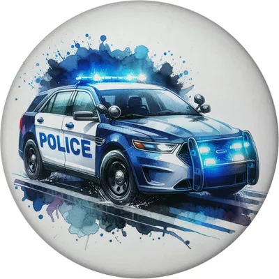 Produktbild von Polizeiauto im Einsatz Magnet rund