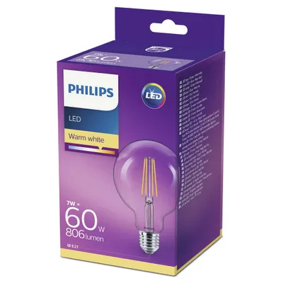 Zdjęcie produktu dla Żarówka LED E27 7W 2700K G93 FILAMENT PHILIPS