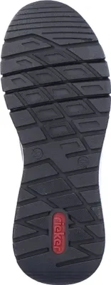 The image shows the sole of a black shoe.