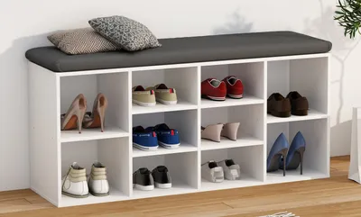 Produktbild von VCM Holz Schuhregal | Maße ca. H. 50 x B. 104 x T. 30 cm | Schuhkommode mit 10 Fächer | Schuhschrank - Hinsol S