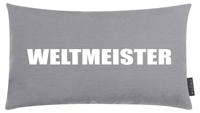 Produktbild von Dekokissen aus Polyester-Baumwolle mit Weltmeister Motiv, Grau, 50 x 30 cm