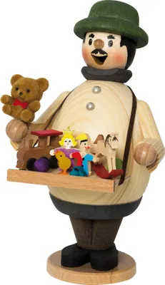 Produktbild von Drechslerei Kuhnert - Räuchermännchen Max als Spielzeughändler -Größe ca. 1cm, für Räucherkerzen Größe M (Standard) - 33156