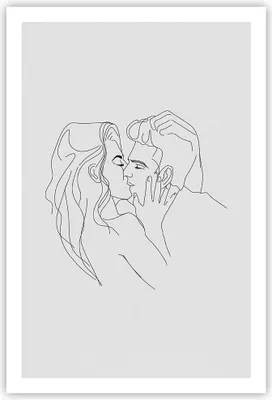 Produktbild von Poster - Poster ohne Rahmen - Kuss Paar Skizze - 61x91,5 cm - Wand Bild - Wanddeko - Wandbilder - Kunstposter - Wandposter - Bilder - Kunstdruck - Wanddekoration - Wandbild - P2XPA61x91-4434