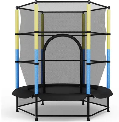 Obrázok produktu pre Detská trampolína s bezpečnostnou sieťou TX-B7105C-4, Ø 140 cm, modro-žltá